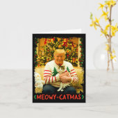 トランプおもしろいクリスマス猫好きムオウィカタマスキャット カード (黄色い花)