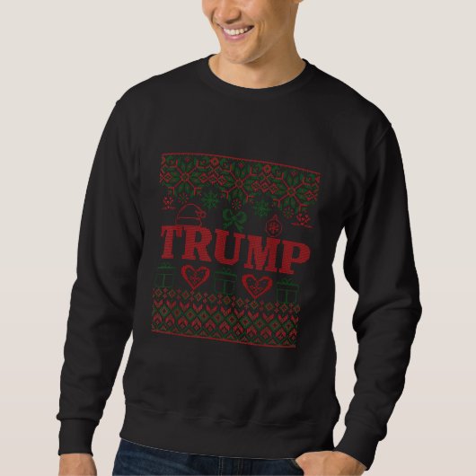 トランプおもしろいクリスマス醜いセータースタイル スウェットシャツ (正面)