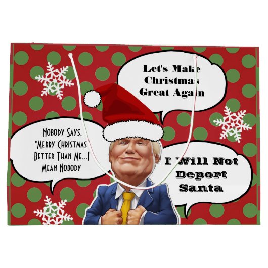 トランプおもしろいクリスマス ラージペーパーバッグ (裏面)