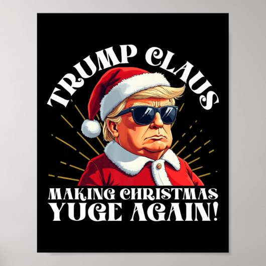 トランプおもしろいクロース再びクリスマスの弓削り ポスター (正面)