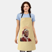 トランプおもしろいサンタクロースのクリスマスカード エプロン (着用した状態)