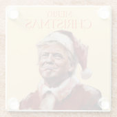 トランプおもしろいサンタクロースのクリスマスカード ガラスコースター (裏面)
