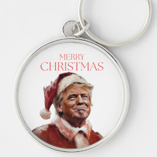 トランプおもしろいサンタクロースのクリスマスカード キーホルダー