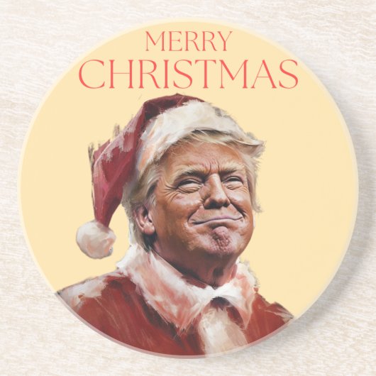 トランプおもしろいサンタクロースのクリスマスカード コースター (正面)