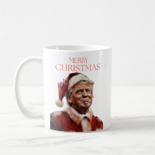 トランプおもしろいサンタクロースのクリスマスカード コーヒーマグカップ