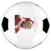 トランプおもしろいサンタクロースのクリスマスカード サッカーボール (回転)