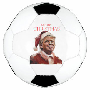 トランプおもしろいサンタクロースのクリスマスカード サッカーボール