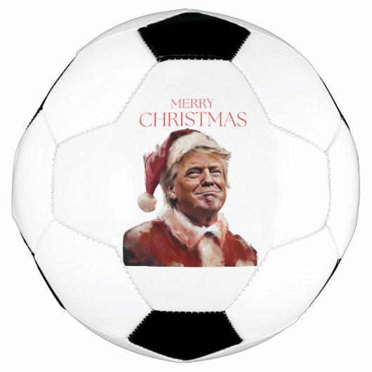 トランプおもしろいサンタクロースのクリスマスカード サッカーボール (正面)