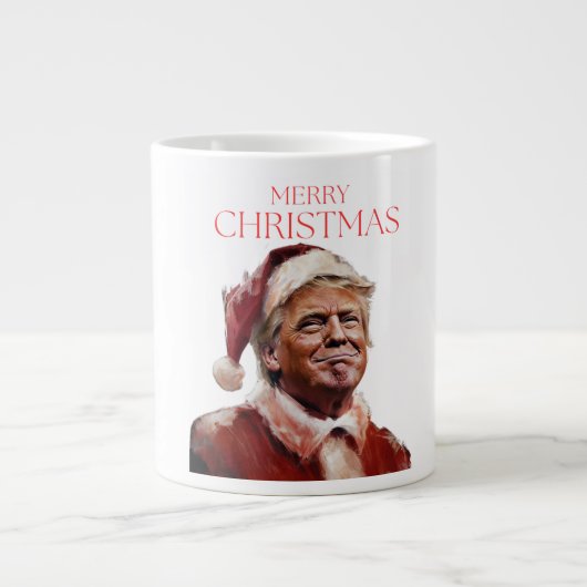 トランプおもしろいサンタクロースのクリスマスカード ジャンボコーヒーマグカップ (正面)