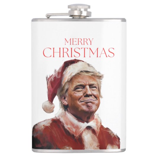 トランプおもしろいサンタクロースのクリスマスカード フラスク (正面)