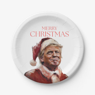 トランプおもしろいサンタクロースのクリスマスカード ペーパープレート
