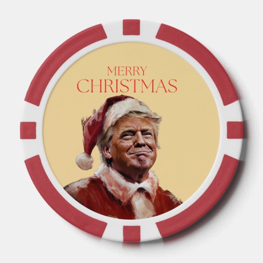 トランプおもしろいサンタクロースのクリスマスカード ポーカーチップ (正面)