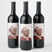 トランプおもしろいサンタクロースのクリスマスカード ワインラベル (ボトル)