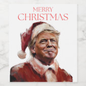 トランプおもしろいサンタクロースのクリスマスカード ワインラベル (シングルラベル)