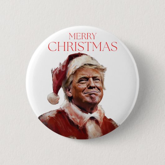 トランプおもしろいサンタクロースのクリスマスカード 缶バッジ (正面)