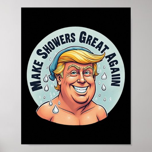 トランプおもしろいシャワーグリアー ポスター (正面)