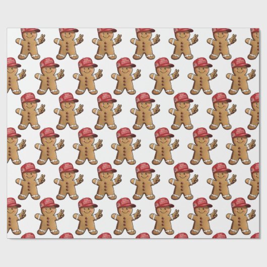 トランプおもしろいジンジャーブレッドマンメイク・クリスマス素晴らし ラッピングペーパー (フラット)