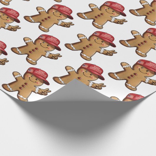 トランプおもしろいジンジャーブレッドマンメイク・クリスマス素晴らし ラッピングペーパー (角)