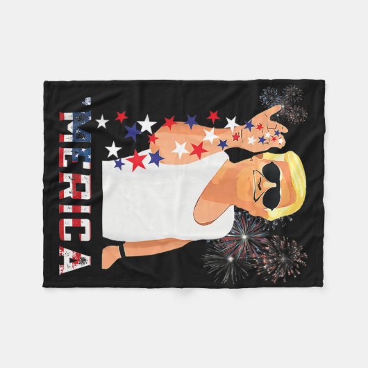 トランプおもしろいソルトメリカ7月のギフトの自由4th フリースブランケット (正面(横))