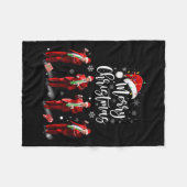 トランプおもしろいダンスサンタクロースのメリークリスマス フリースブランケット (正面(横))