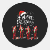 トランプおもしろいダンスサンタクロースのメリークリスマス ラウンドシール (正面)