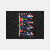 トランプおもしろいダンスサンタクロースクリスマスパジャム フリースブランケット (正面(横))