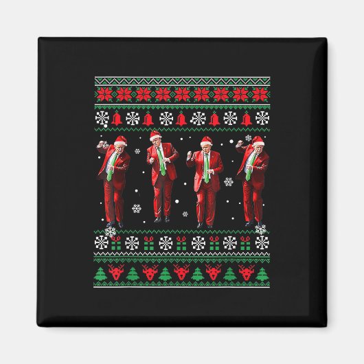 トランプおもしろいダンスサンタクロースクリスマスパジャム マグネット (正面)