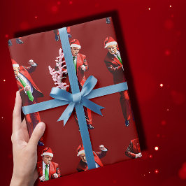 トランプおもしろいダンスサンタクロース ラッピングペーパー