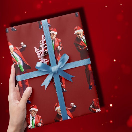 トランプおもしろいダンスサンタクロース ラッピングペーパー