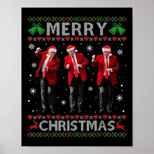 トランプおもしろいダンスメリークリスマス醜いクリスマス ポスター (正面)