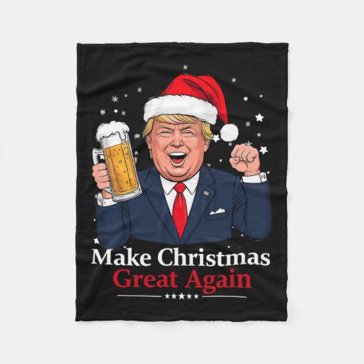 トランプおもしろいドリンクビール フリースブランケット (正面)