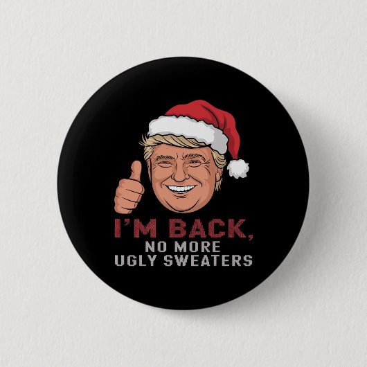 トランプおもしろいバッククリスマスの醜いセーターX 缶バッジ (正面)