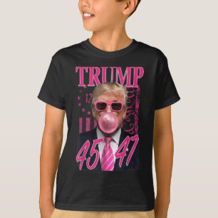 トランプおもしろいバブルガム1776ピンク国旗 Tシャツ