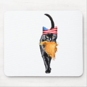 トランプおもしろいヘア投票カマ付き子供のない猫の女性 マウスパッド