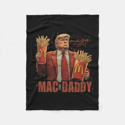 トランプおもしろいマクドン2024ファーストフードMacダディーハンブルク フリースブランケット (正面)