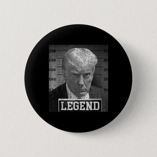 トランプおもしろいマグショット伝説 缶バッジ (正面)