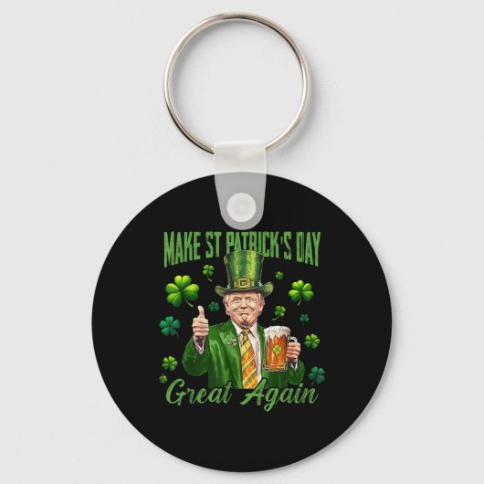 トランプおもしろいメイクSt patricks day再素晴らしび キーホルダー (正面)
