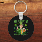 トランプおもしろいメイクSt patricks day再素晴らしび キーホルダー (正面)