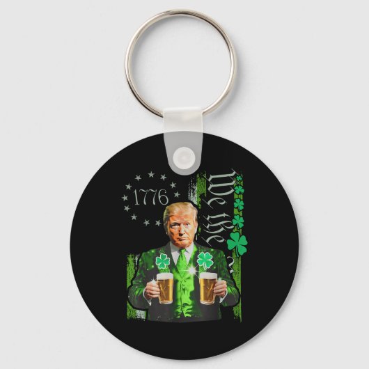 トランプおもしろいメイクSt patricks day再素晴らしび キーホルダー (正面)