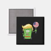 トランプおもしろいメガマンガのゴミ缶アメリカ国旗 マグネット (正面/裏面)