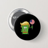 トランプおもしろいメガマンガのゴミ缶アメリカ国旗 缶バッジ (正面&裏面)