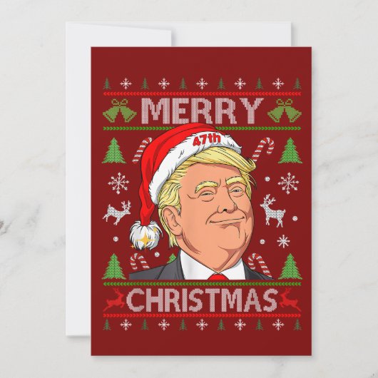 トランプおもしろいメリークリスマス醜いクリスマスセーターギフト シーズンカード (正面)