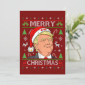 トランプおもしろいメリークリスマス醜いクリスマスセーターギフト シーズンカード (スタンド正面)
