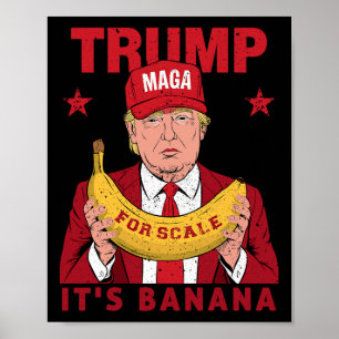 トランプおもしろいヴィンテージメンズはかりで測ウォムのバナナ ポスター
