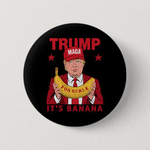 トランプおもしろいヴィンテージメンズはかりで測ウォムのバナナ 缶バッジ