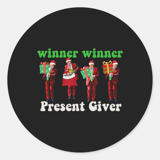 トランプおもしろいー勝者クリスマスギバーTrump Da ラウンドシール (正面)