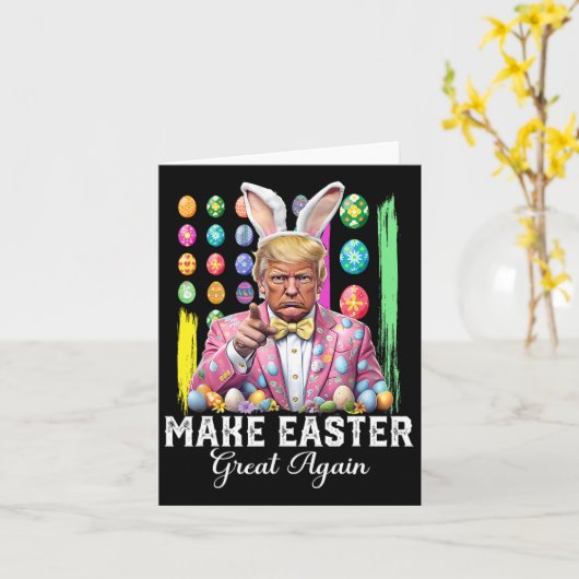 トランプおもしろい再びイースター素晴らしを作るバニー狩り卵 カード (黄色い花)