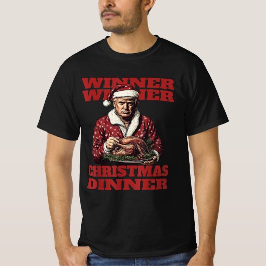 トランプおもしろい勝者の勝者クリスマスディナークリスマス Tシャツ (正面)