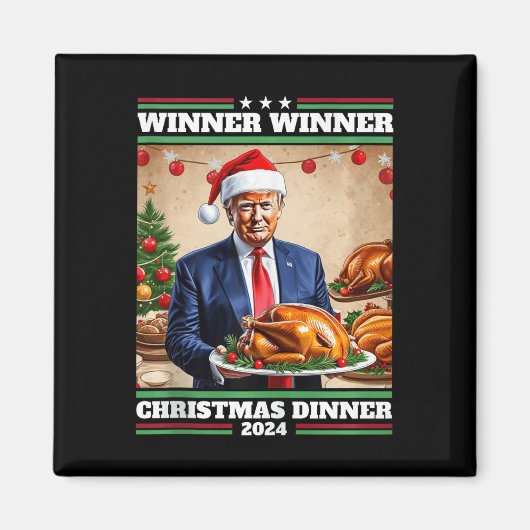 トランプおもしろい勝者の勝者クリスマスディナータンクへ マグネット (正面)