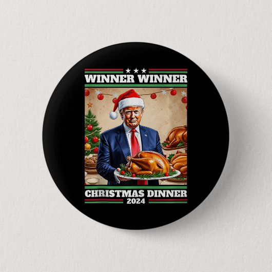 トランプおもしろい勝者の勝者クリスマスディナータンクへ 缶バッジ (正面)
